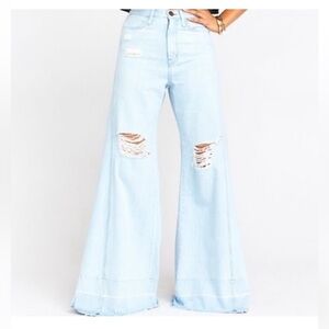 Show Me Your Mumu Blue San Fran Super Flare Jeans in Light Horizon size 27